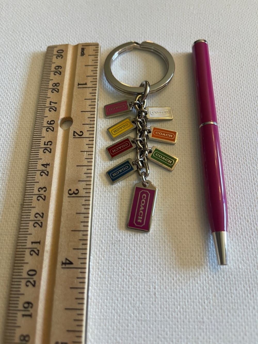 Coach Vintage Multicolor Logo Tag Keychain and Coach Pen - Picture 3 of 6